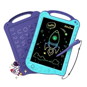 NIB AQUA PURPLE HOMESTEC Astrodraw Drawing Pad Toy Colorful LCD Writing Tablet
